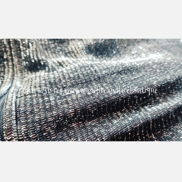 VINTAGE 80S METALLIC LUREX PEPLUM DRESS SZ L XL - Picture 8 of 10